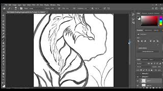 Digital Dragon Art  First Attempt Using Photoshop amp Huion Tablet [upl. by Madian349]