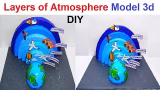 layers of atmosphere model 3d  science project for exhibition  diy  simple  howtofunda [upl. by Nahtanhoj]