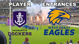 Fremantle Dockers and West Coast Eagles Player Entrances  Derby 59 [upl. by Lowndes]