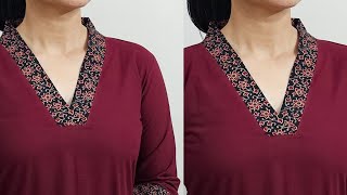 Very Easy V Collar Neck Cutting And Stitching [upl. by Cyd949]