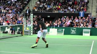 Monfils Hits Trick Shot vs Del Potro In Rotterdam [upl. by Amme409]