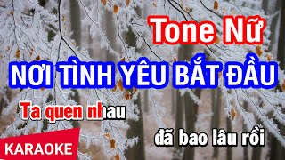 Karaoke Nơi Tình Yêu Bắt Đầu Tone Nữ  Nhan KTV [upl. by Ocinom]