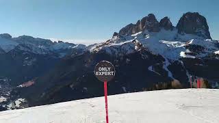 Skiing in Belvedere ski area Canazei Dolomites Val di Fassa [upl. by Nayar]