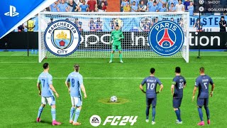 FC 24  Man City VS PSG  Ronaldo Haaland VS Messi Neymar Mbappe  Penalty Shootout  PS4  HD [upl. by Nylecoj]