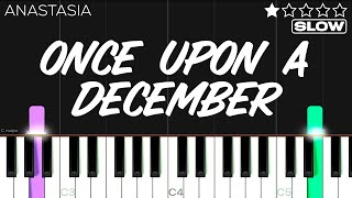 Anastasia  Once Upon A December  SLOW EASY Piano Tutorial [upl. by Gurias556]