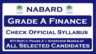 NABARD Grade A Finance Syllabus and Marks of all selected Candidates [upl. by Herzig]