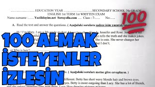 7Sınıf İngilizce 1Dönem 1Yazılı [upl. by Amikehs]