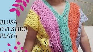 BLUSA O VESTIDO PLAYA CROCHET muy SENCILLO 🥳🌺💚 [upl. by Eusassilem12]