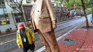 trump portland statue defaced within hours 😂 [upl. by Ahsennod220]