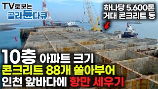 아무것도 없는 인천 앞바다에 거대한 항만을 세우는 방법｜하나당 5600t 거대한 콘크리트 구조물 88동을 바다에 던지는 이유｜인천 신항만 건설｜골라듄다큐 [upl. by Narad]