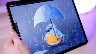 Rainy Day illustration on New iPad Pro  Procreate [upl. by Shute]