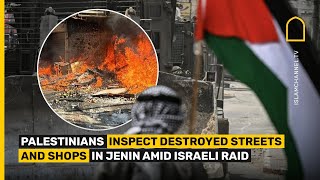 Palestinians inspect destroyed streets and shops in Jenin amid Israeli raid [upl. by Aria61]