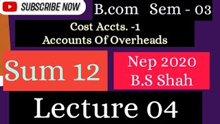 LEC04  Sum no 12 RDM METHOD  Sem 03  Accounts Overhead abcxyz kskvku overhead bcom [upl. by Shishko88]