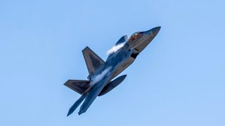 RAAF Base Williamtown arrival USAF F22A Raptor [upl. by Brett998]