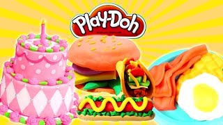 Cooking PlayDoh food Play Doh cake amp Play Doh breakfast [upl. by Wilen294]