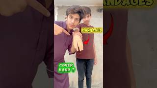 How many bandages can cover my hand🤔 foryou viral shorts youtubeshorts funny comedy views [upl. by Alegnad153]