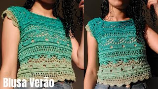 BLUSA DE CROCHÊ VERÃO AULA 12  PASSO A PASSO TUTORIAL [upl. by Loni]