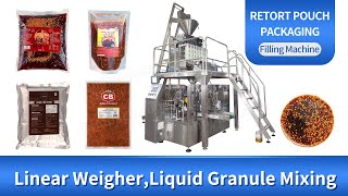 Retort Pouch Bag Automatic Chili Sauce Pickle Granule Liquid Mixing Packing Packaging Machine [upl. by Eiznyl787]