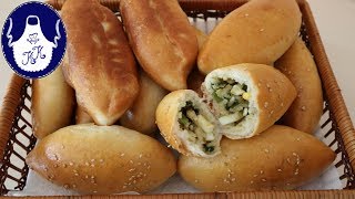 Russische Piroschki  Pirogge mit Ei Lauch und Reis  Gefüllte Teigtaschen  Absolut lecker [upl. by Ailin]