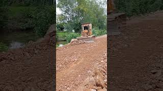 Bulldozer D20p pushing stone dirt make people cry because operators repair rural roads by successful [upl. by Natsyrk]