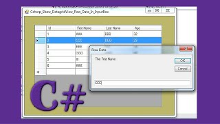 C Tutorial  How To Set Selected Row Values From DataGridView Into InputBox In C  With Code [upl. by Hunfredo378]