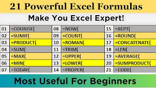 21 Powerful Formulas Will Definitely Make You Excel Expert  Most Useful Excel Formulas [upl. by Aivul12]