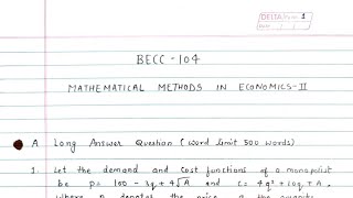 BECC 104 solved assignment 20222023  BECC 104 solved assignment in English 202223  BAG IGNOU [upl. by Corrianne774]