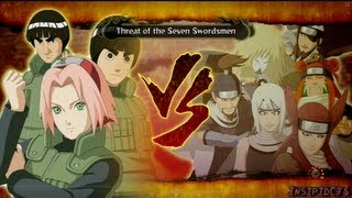 Naruto Ultimate Ninja Storm 3 Sakura Lee and Guy Vs The Seven Swordsmen SRank Hero English [upl. by Arraeis]