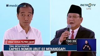 Debat Kedua Capres Part 2 Serangan Balik Jokowi ke Prabowo Soal Infrastruktur [upl. by Lirpa]