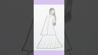 Lehenga drawing shorts sketch art [upl. by Wauters]