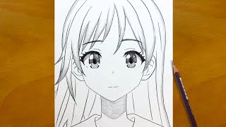 Anime Sketch  How to Draw a Beautiful Anime Girl  StepbyStep Drawing Process [upl. by Aivirt]