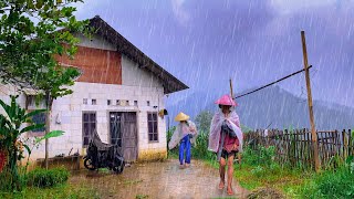 HEAVY RAIN IN COLD HILLY VILLAGE LIFE  REAL HEAVY RAIN SOUNDS FOR SLEEPING [upl. by Naitsirt]