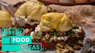 Chive Omelette Ball With Mushroom Toast  FOOD  Great Home Ideas [upl. by Drof]