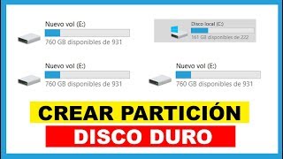 Como crear particiones en disco duro Windows 10 Sin Programas 2019 [upl. by Humpage]