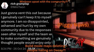 Minitoon upset with fans  Build mode maps deleting Piggy news [upl. by Nicolas620]