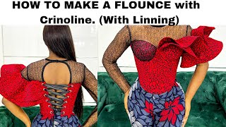 HOW TO SEW CRINOLINE ON A Flouncepeplum with lining Cutting and sewing Diy [upl. by Inesita911]