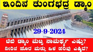 2992024 ಇಂದಿನ ತುಂಗಭದ್ರ ಡ್ಯಾಮ್ ಮಟ್ಟ ಒಳಹರಿವು ಎಷ್ಟಿದೆ TB Dam Water level ‎BealertJob TBDam [upl. by Egidius]