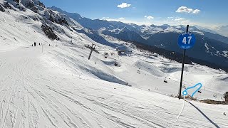 Skiing BLUE ARPETTE finishing at top of Vagere lift GoPro 8 HD POV nr Arc 1800  Les Arcs  Mar 2023 [upl. by Phaidra]