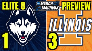 Illinois vs UConn Preview and Best Bet  2024 NCAA Tournament Predictions  Elite 8 [upl. by Kentiga]