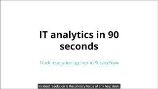 IT analytics in 90 seconds Track resolution age tier in ServiceNow [upl. by Terbecki]