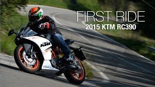 2015 KTM RC390 First Ride  MotoUSA [upl. by Kylstra]