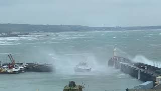 Stormy arrival for the Ajax gill netter newlyn port cornwall fish storm newlyn [upl. by Ivz]