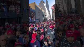 Crowds Line NYC Streets For Trumps Madison Square Garden Rally [upl. by Adnylam453]