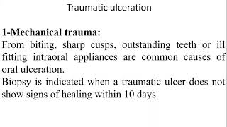 oral pathology L10 ulceration and vesiculobullous diseases [upl. by Sergu]