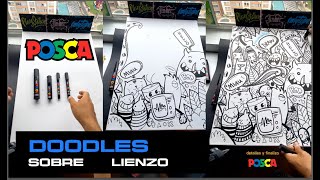 Como realizar un cuadro sobre lienzo con doodles y marcadores POSCA [upl. by Edahc]