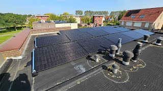 14 Zonnepanelen plaatsen 425wp platdak met leuk stuk timelapse [upl. by Samford]