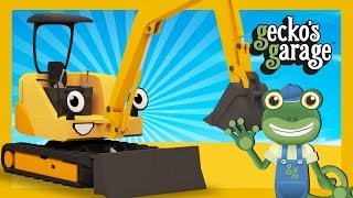 Mini Diggers For Children  Geckos Garage  Construction Truck Cartoons [upl. by Asillam]