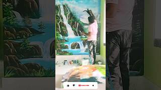 Wall painting scenery 🎨 New wall painting🎨shortvideo shorts painting [upl. by Aerbma]