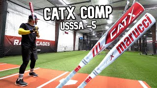 Hitting with the Marucci CATX COMPOSITE  USSSA 5 Baseball Bat Review [upl. by Hoj]