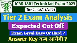 icar iari technician tier 2 exam analysis 2024  icar technician tier 2 answer key  expected cutoff [upl. by Llirrehs676]